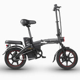 Compact black DYU A5 electric bike with stylish design and comfortable seat.